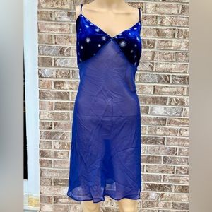 3X Navy Velvet Starry Night Avon Sheer Lingerie Slip Dress